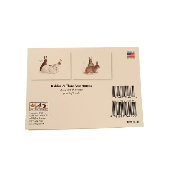 Earth Sky + Water Rabbit & Hare Assortment Notecard Set 8 Blank Cards with Envel - Picture 7 of 7